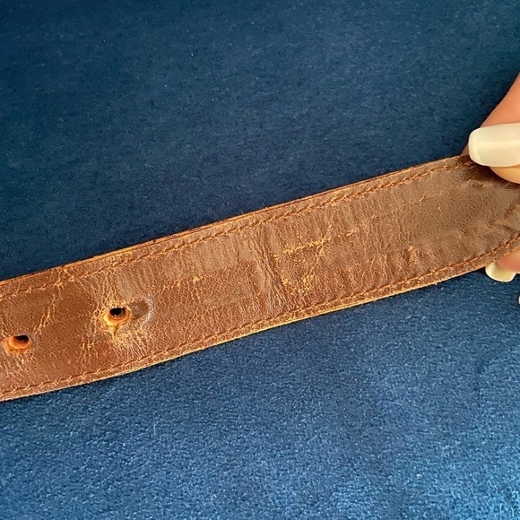 Jean Paul Gaultier Vintage Brown Leather Belt – 37″, Statement Buckle, Rare main image 4